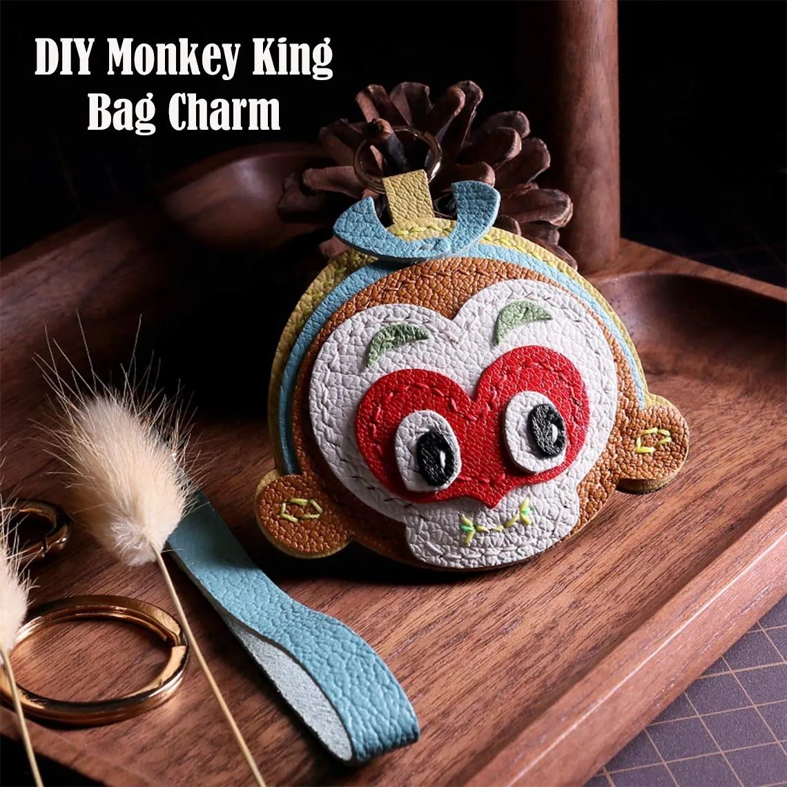 POPSEWING® Sheep Leather Monkey King Keychain DIY Kit