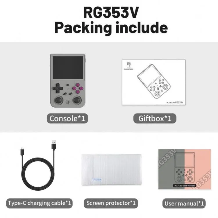 Portable RG353V Handheld Gaming Console with Dual OS - Android 11 & Linux, 3.5 Inch Display, Wireless Connectivity
