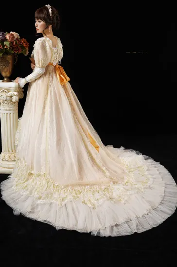 Quaint Lass~Gorgeous Wedding Lolita Flower Trailing Dress