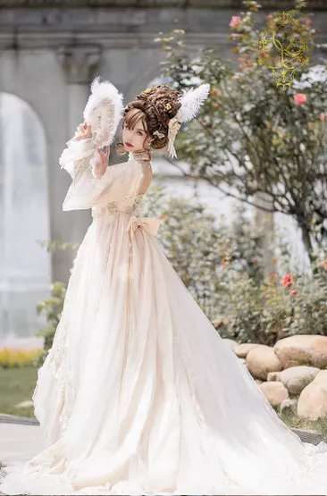 Quaint Lass~Gorgeous Wedding Lolita Flower Trailing Dress