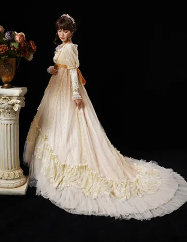Quaint Lass~Gorgeous Wedding Lolita Flower Trailing Dress