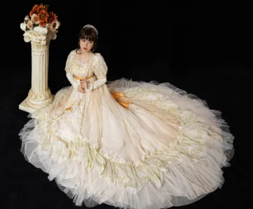 Quaint Lass~Gorgeous Wedding Lolita Flower Trailing Dress
