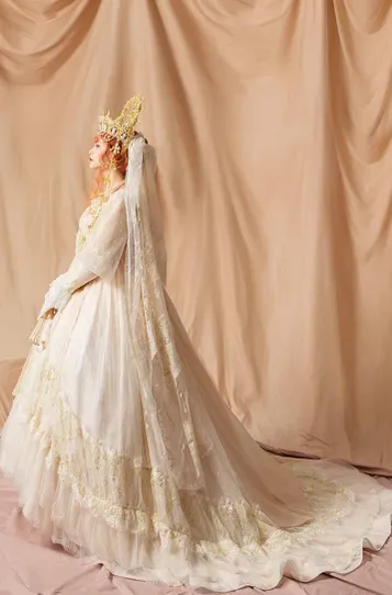 Quaint Lass~Gorgeous Wedding Lolita Flower Trailing Dress