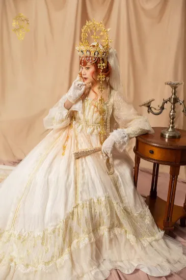 Quaint Lass~Gorgeous Wedding Lolita Flower Trailing Dress