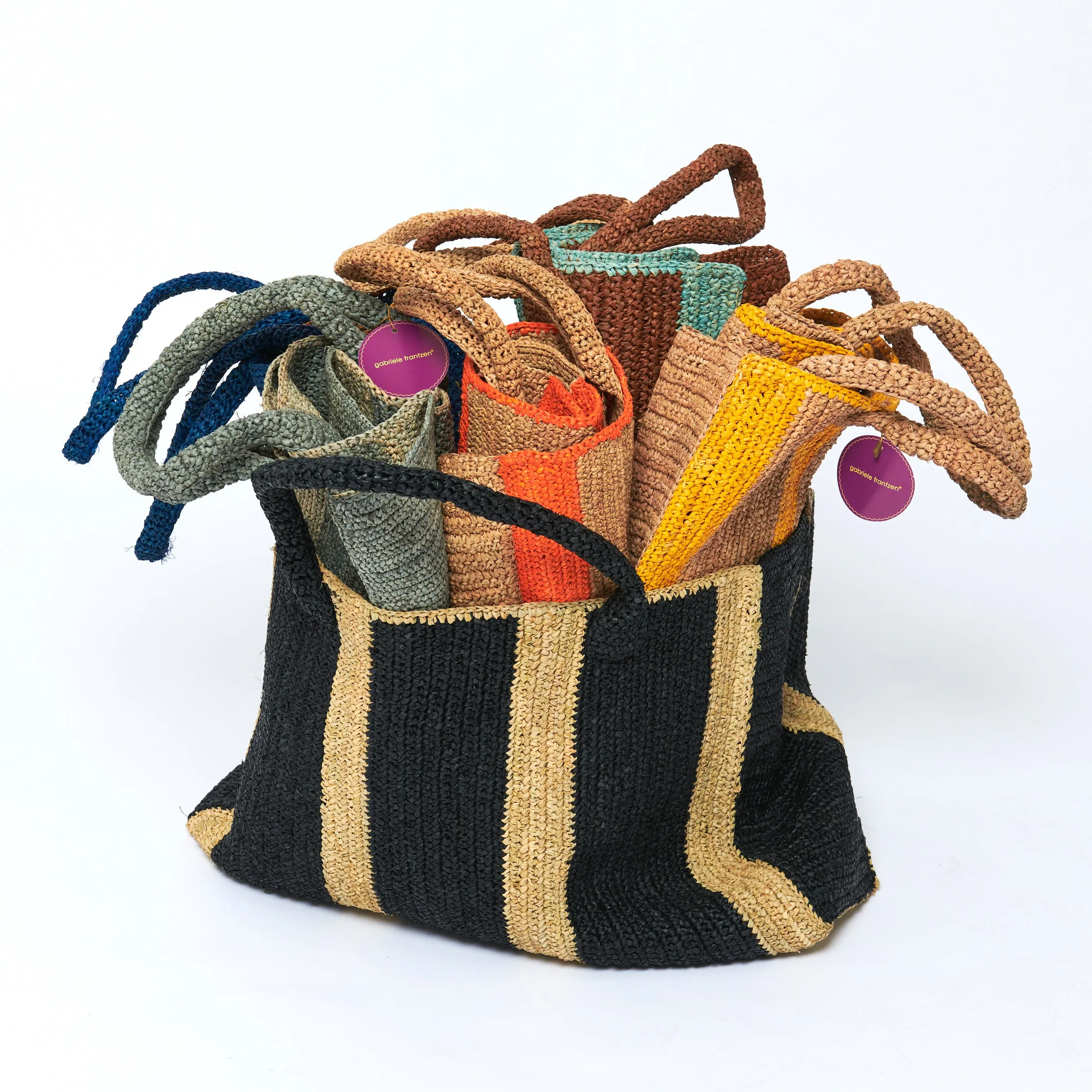 Raffia Bag Weekender stone-light grey