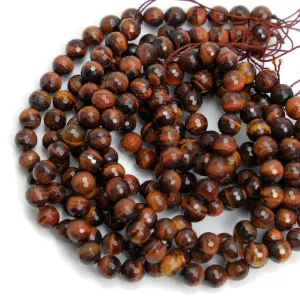 Red Tiger's Eye 8mm Faceted Rounds