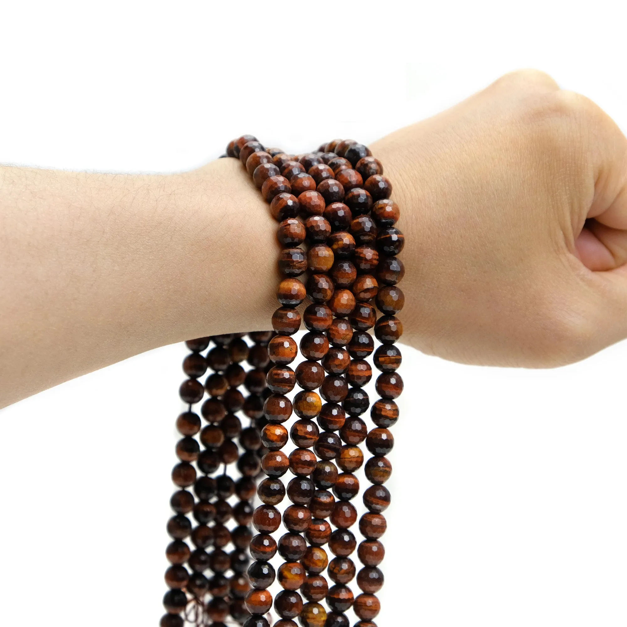 Red Tiger's Eye 8mm Faceted Rounds