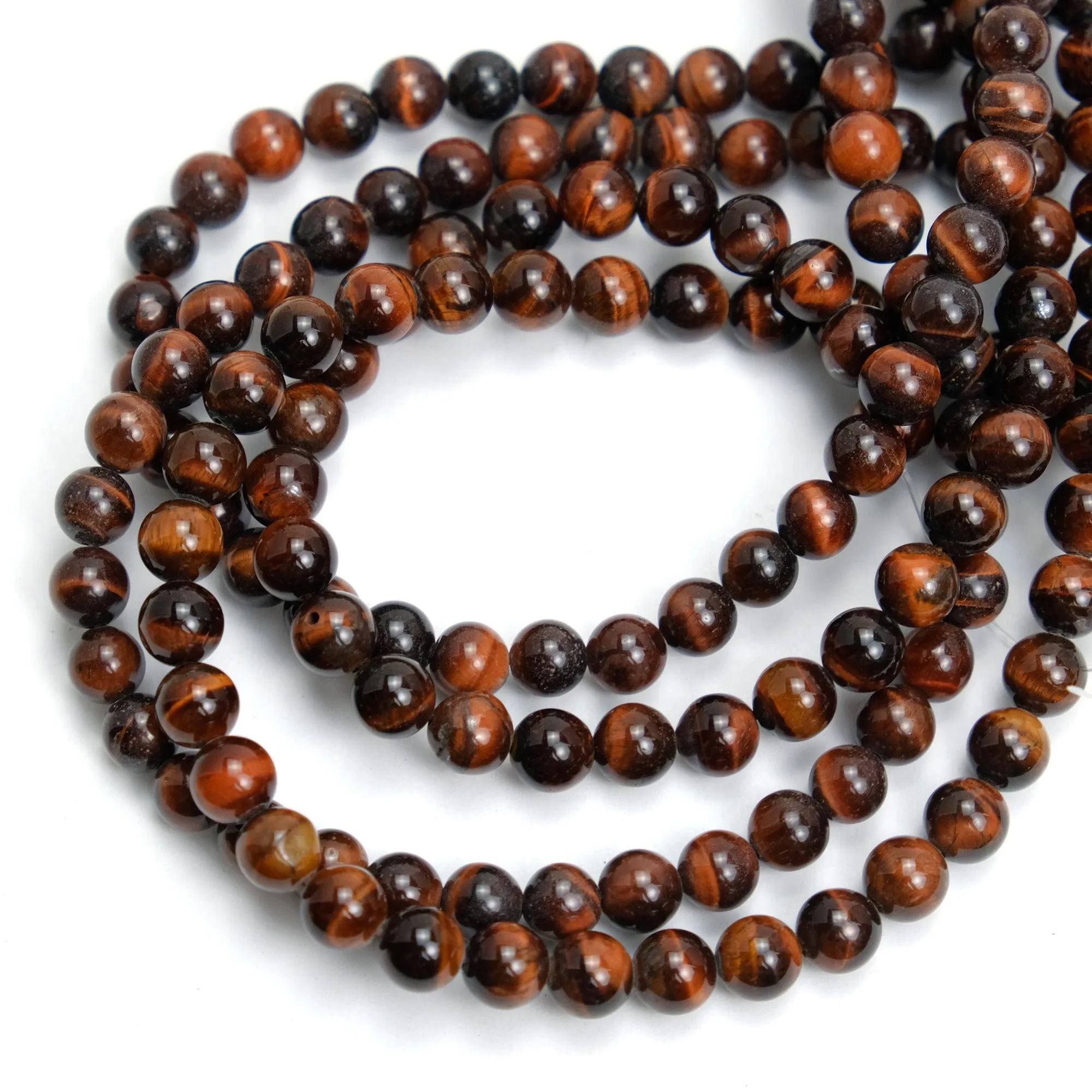 Red Tiger's Eye 8mm Smooth Rounds