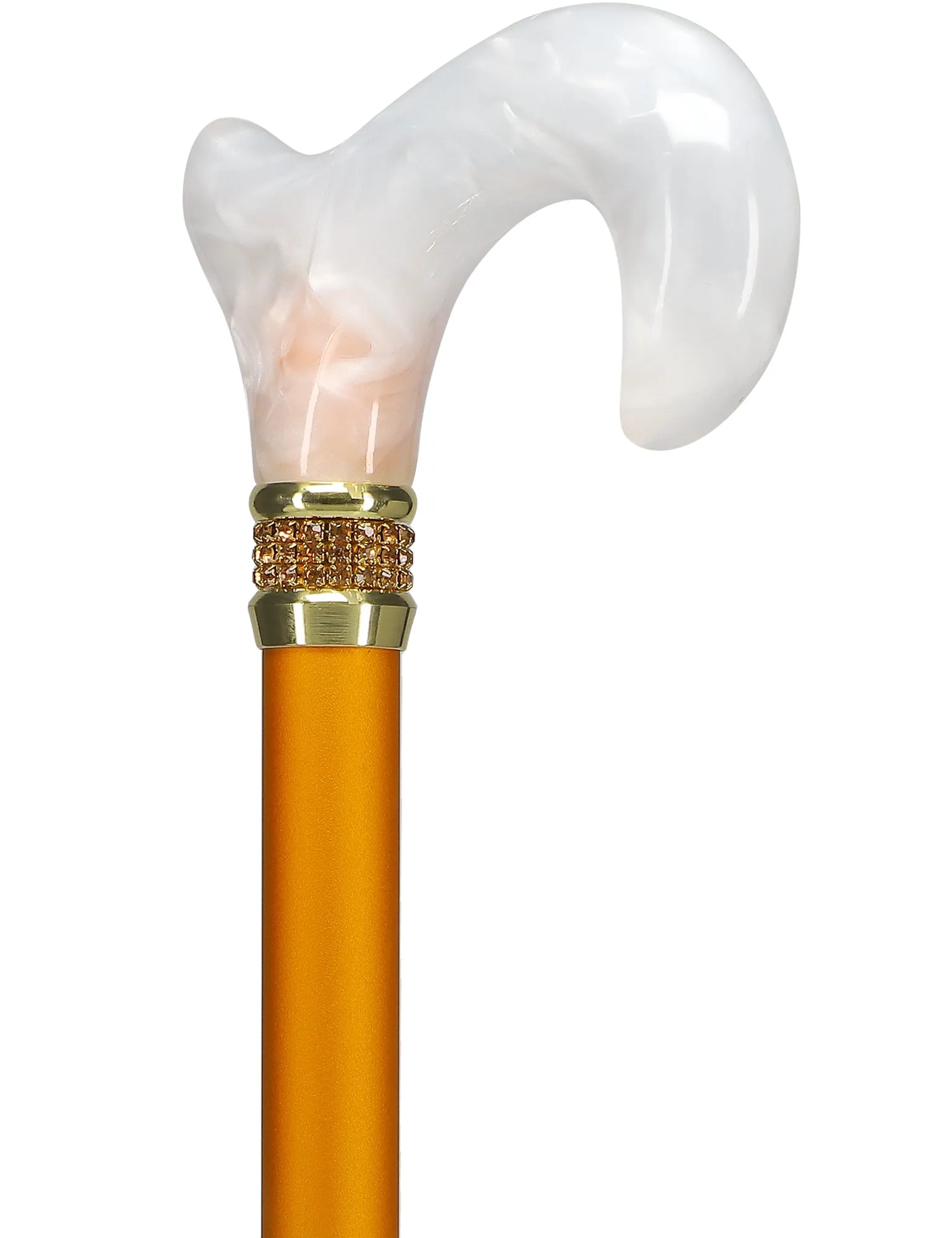 Rhinestone Designer Cane: Luxurious Golden Day Exquisite Pearlz