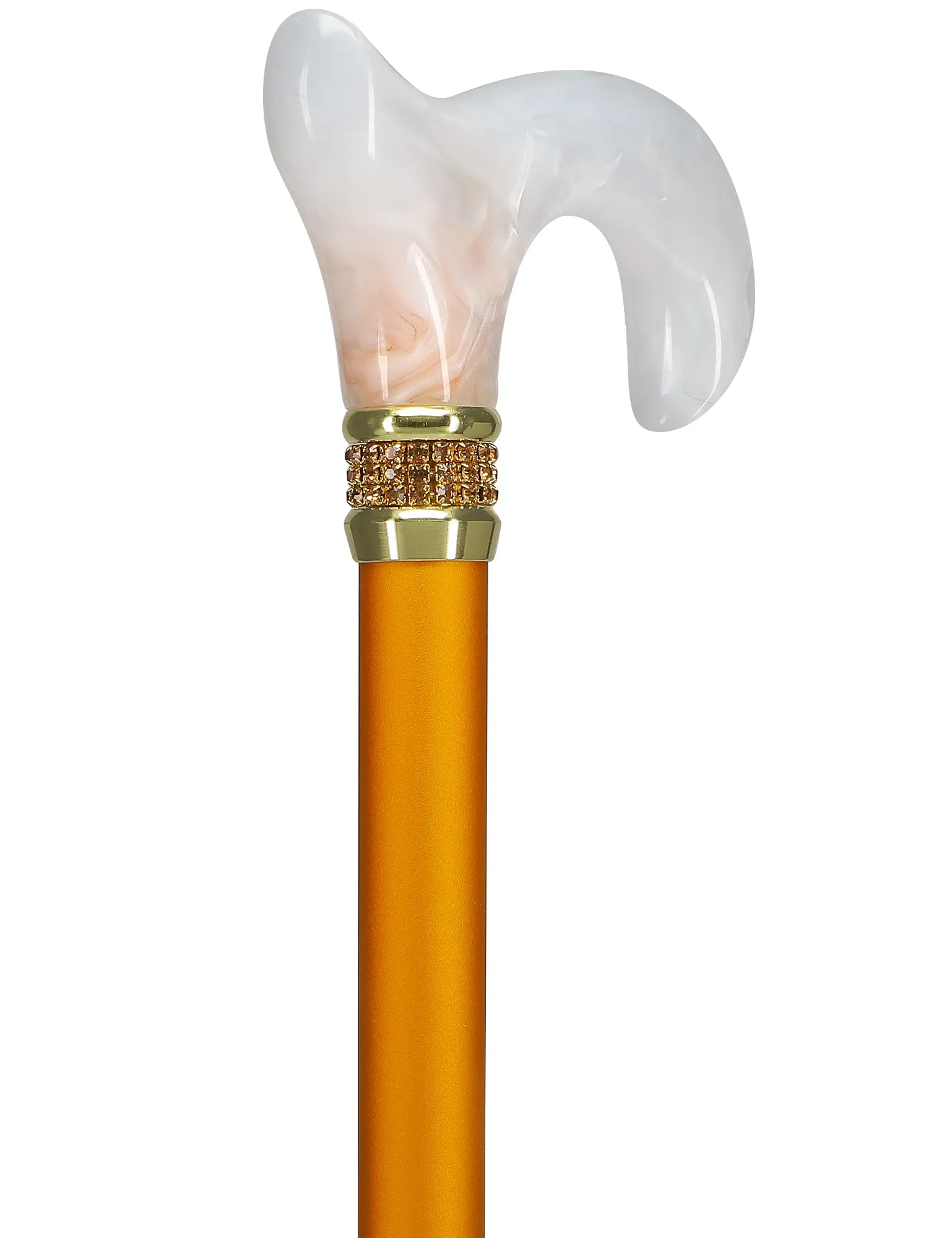 Rhinestone Designer Cane: Luxurious Golden Day Exquisite Pearlz