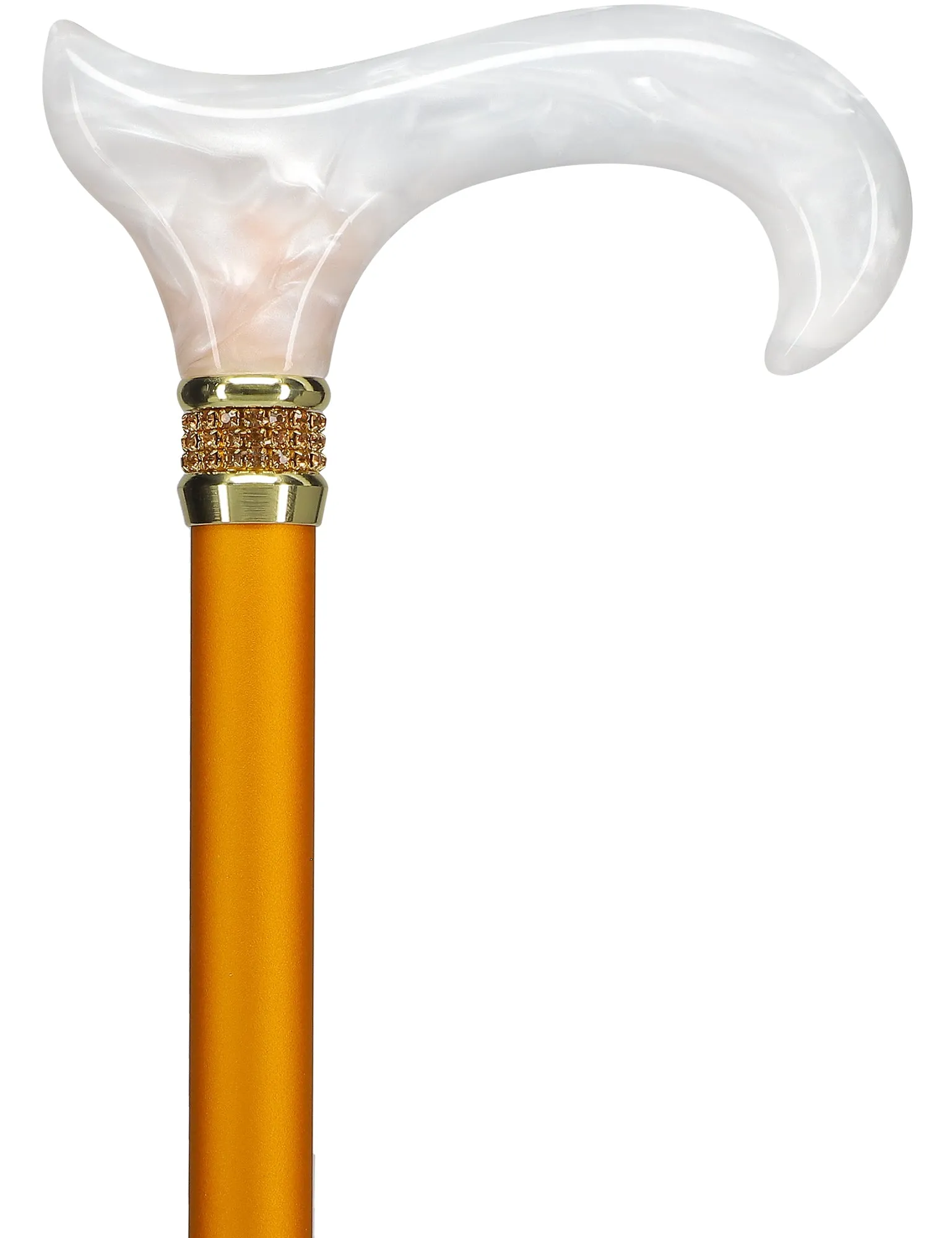 Rhinestone Designer Cane: Luxurious Golden Day Exquisite Pearlz
