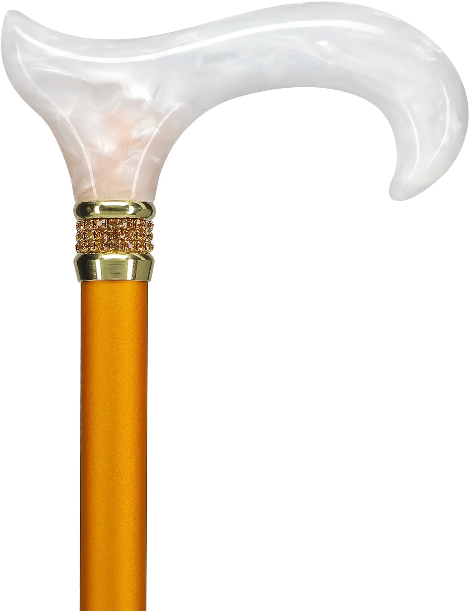 Rhinestone Designer Cane: Luxurious Golden Day Exquisite Pearlz