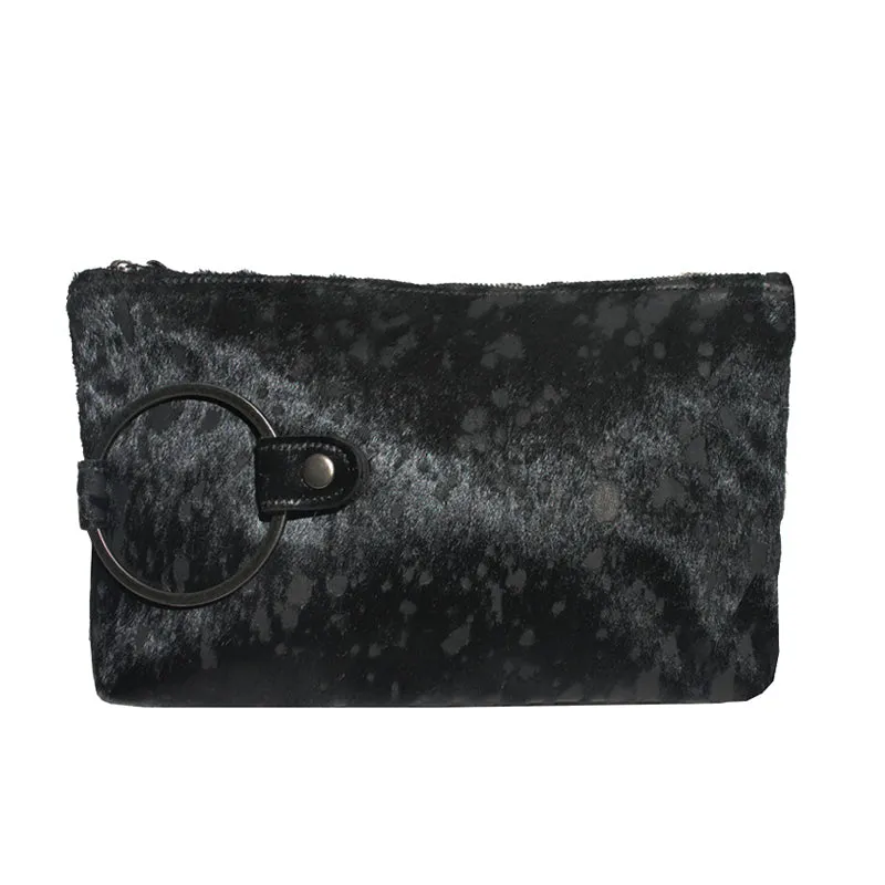 Ring Clutch - Black Fur