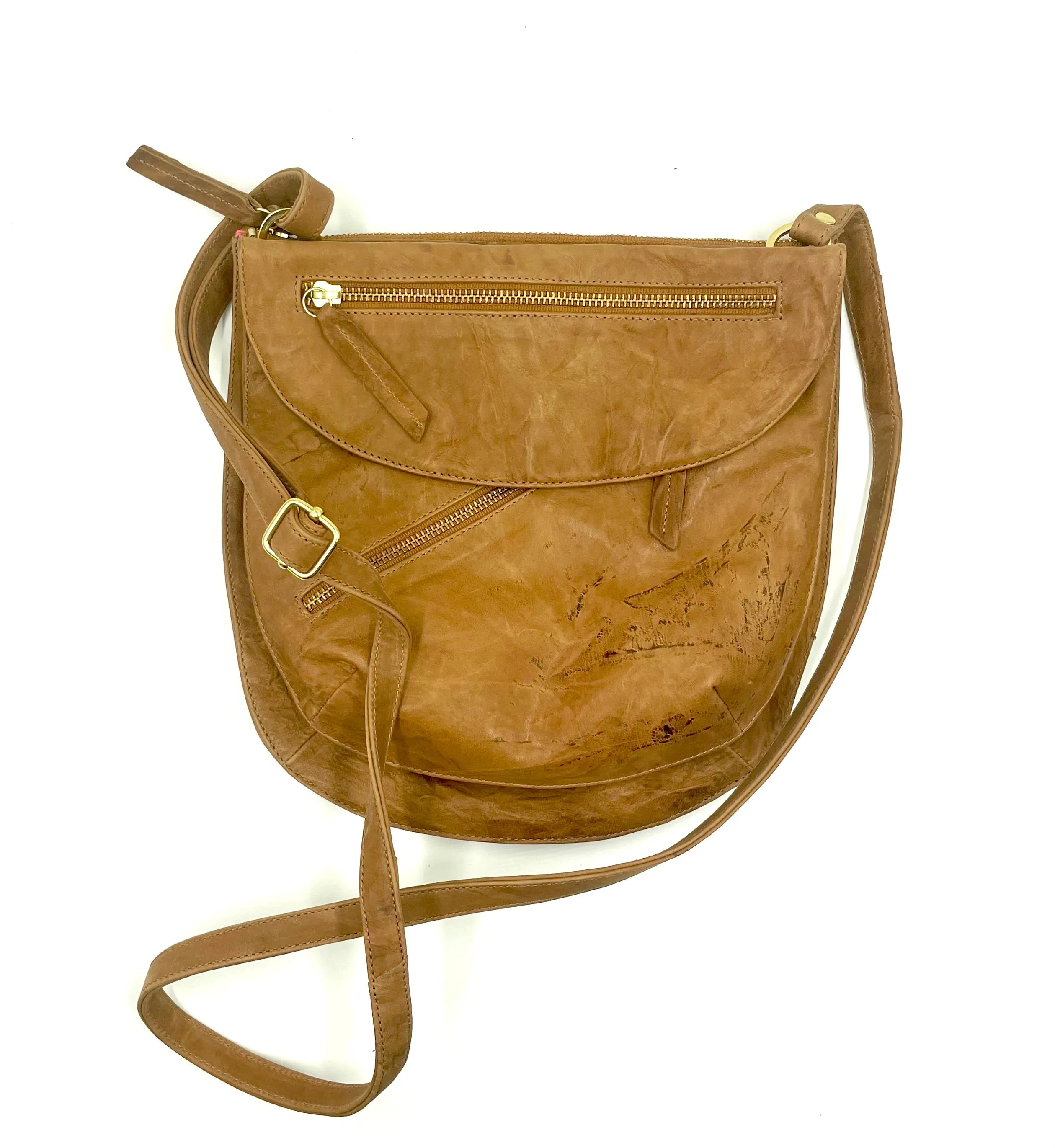 Rolita Crossbody Bag in crinkled lamb leather in whiskey