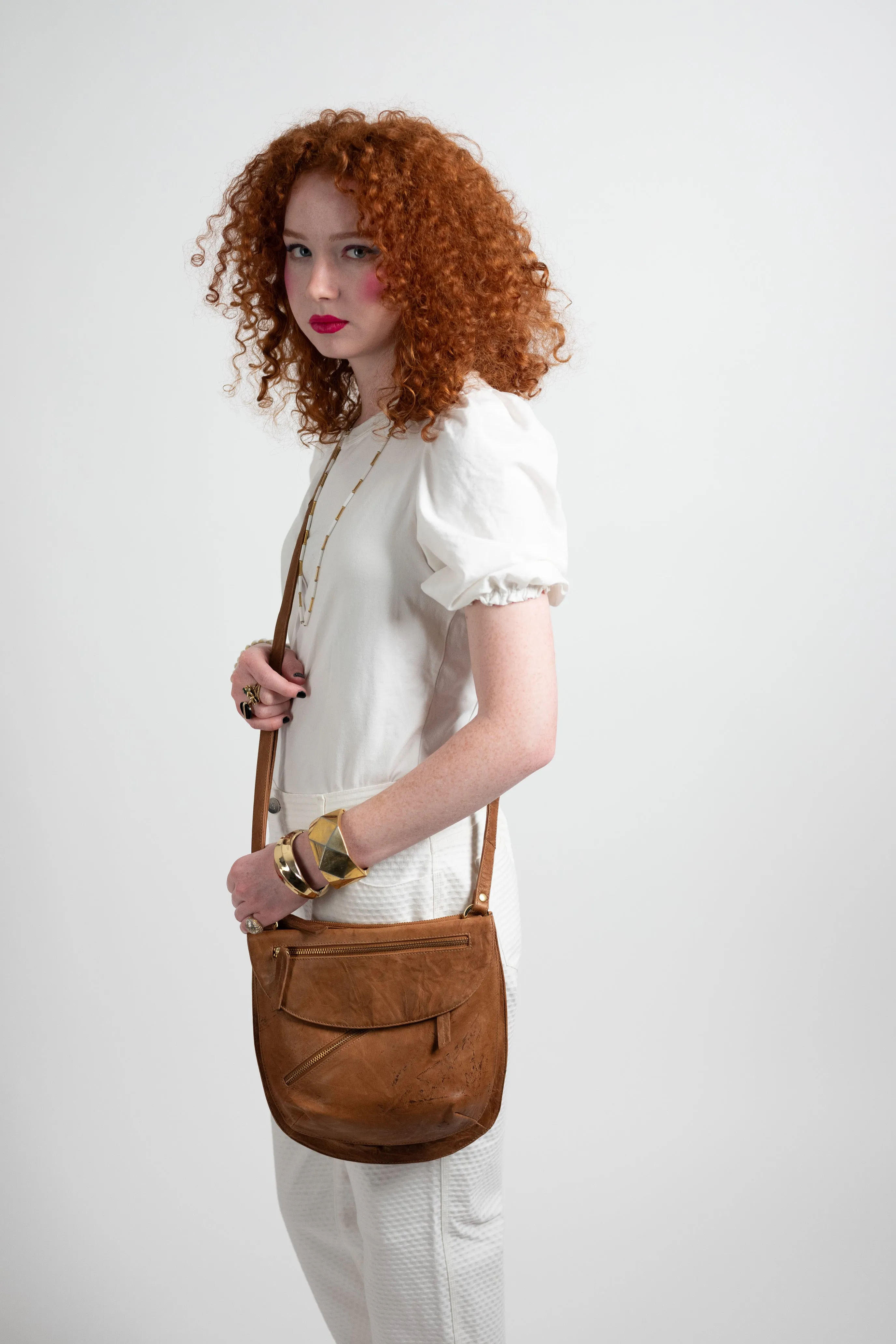 Rolita Crossbody Bag in crinkled lamb leather in whiskey