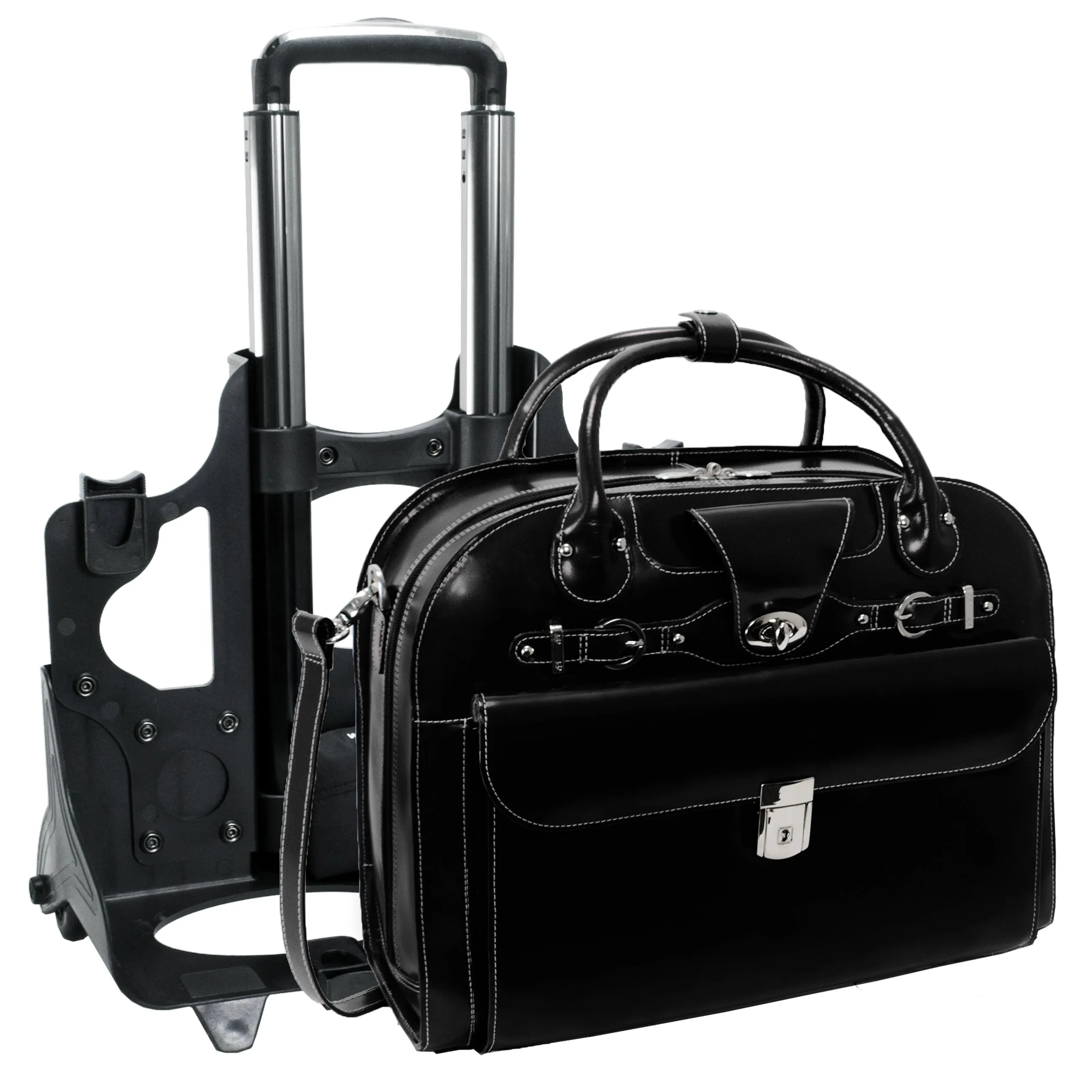 ROSEVILLE | 15” Leather Detachable-Wheeled Laptop Case