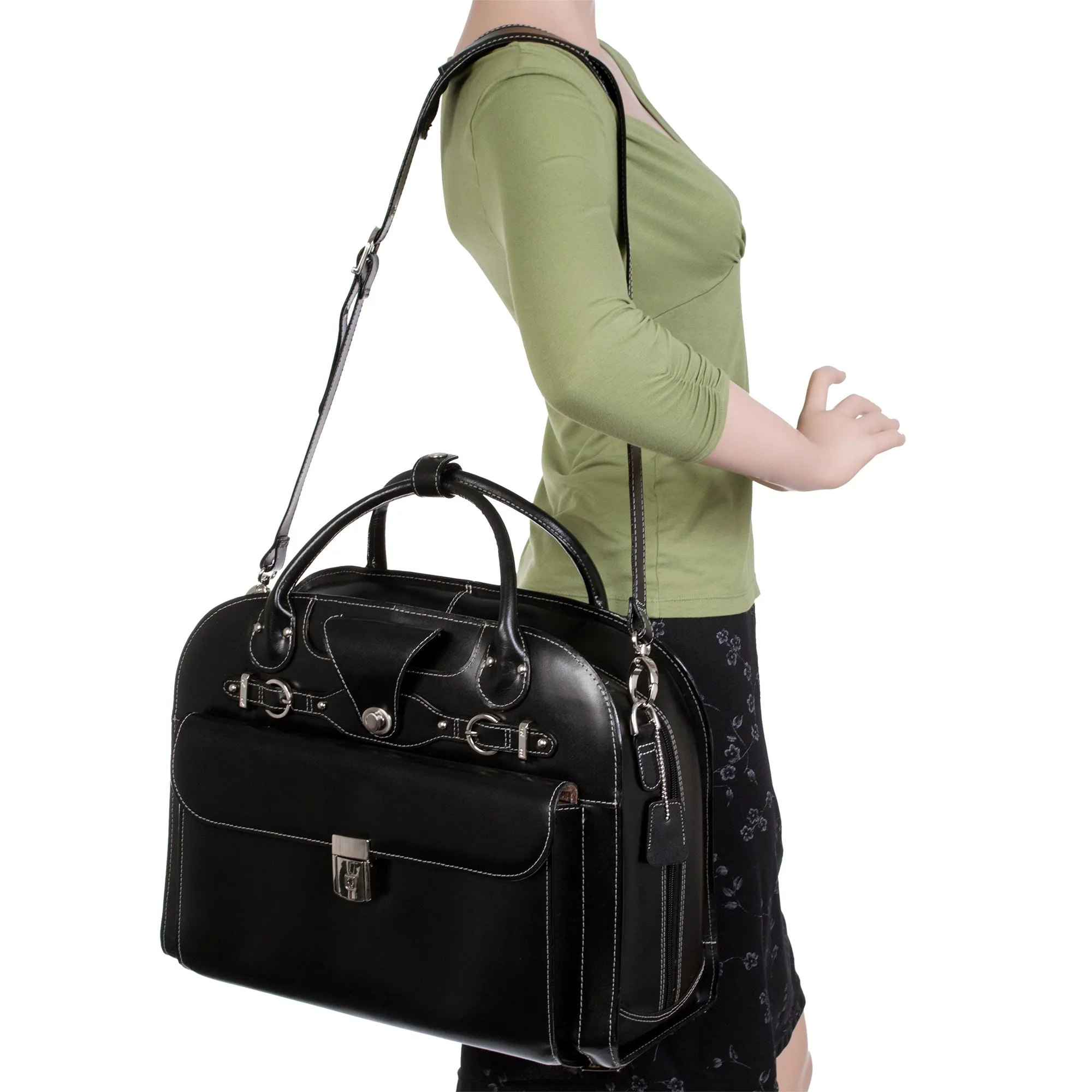 ROSEVILLE | 15” Leather Detachable-Wheeled Laptop Case