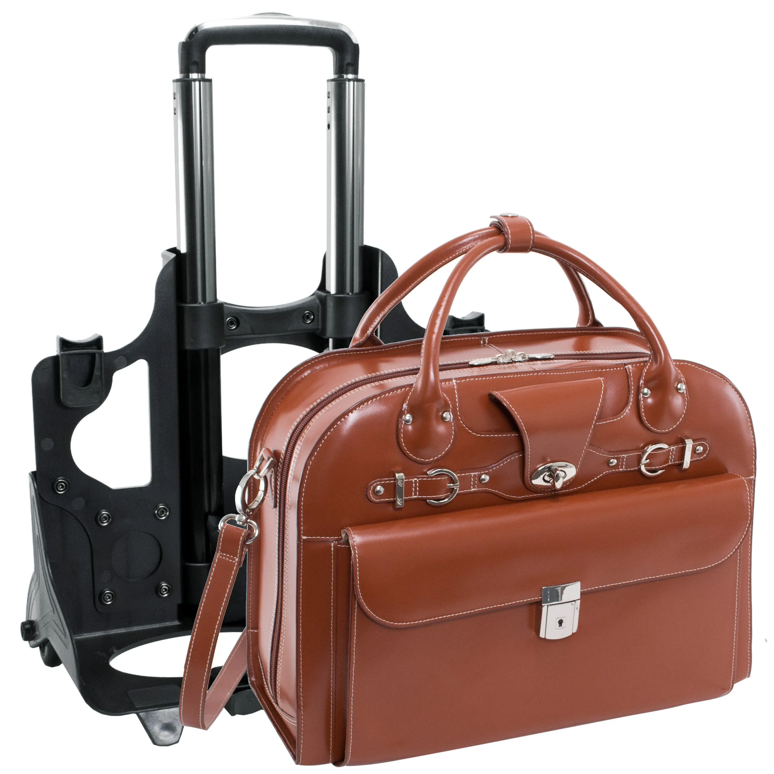 ROSEVILLE | 15” Leather Detachable-Wheeled Laptop Case