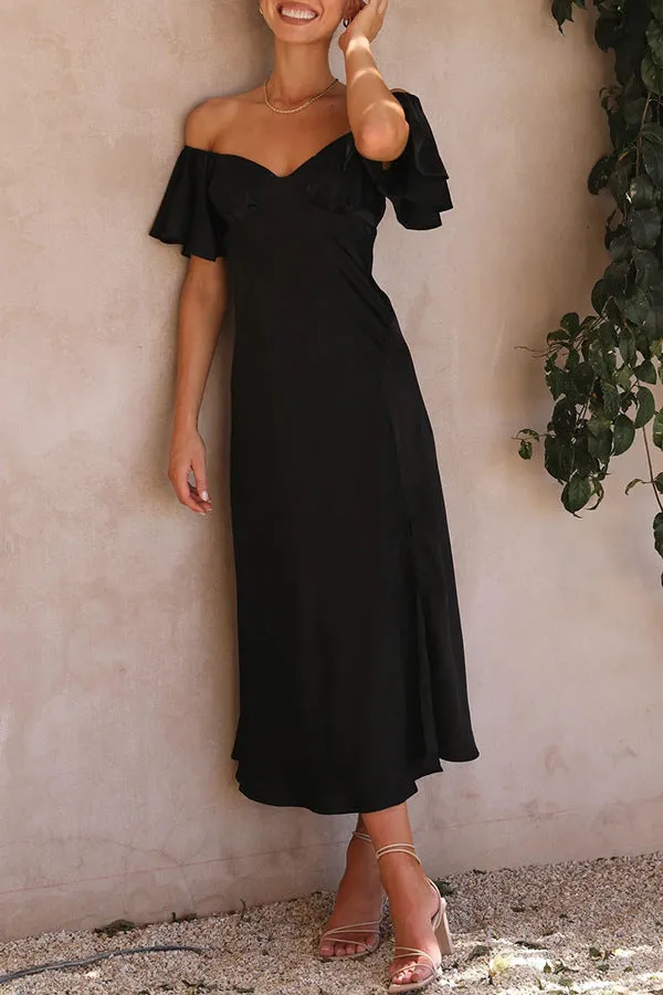 Satin Boat Neck Pleated Dress