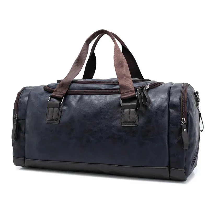 SCIONE PU Leather Men's Travel Duffle Bag