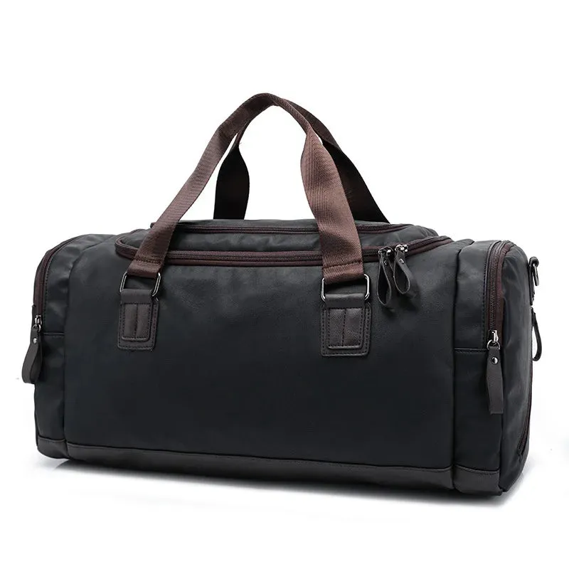 SCIONE PU Leather Men's Travel Duffle Bag