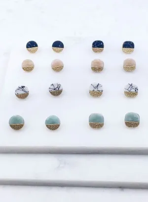 Semi precious stone post earrings