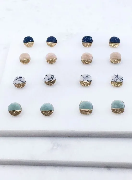 Semi precious stone post earrings