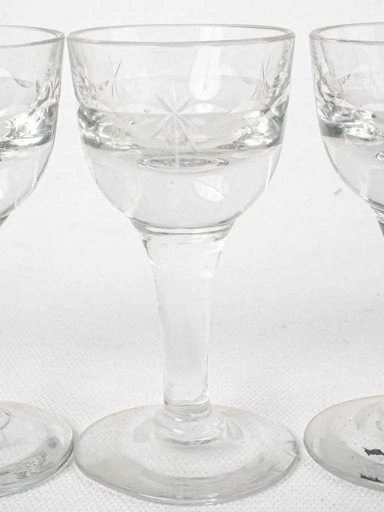 Set of 5 tiny liqueur glasses - 19th century 4"