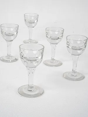 Set of 5 tiny liqueur glasses - 19th century 4"