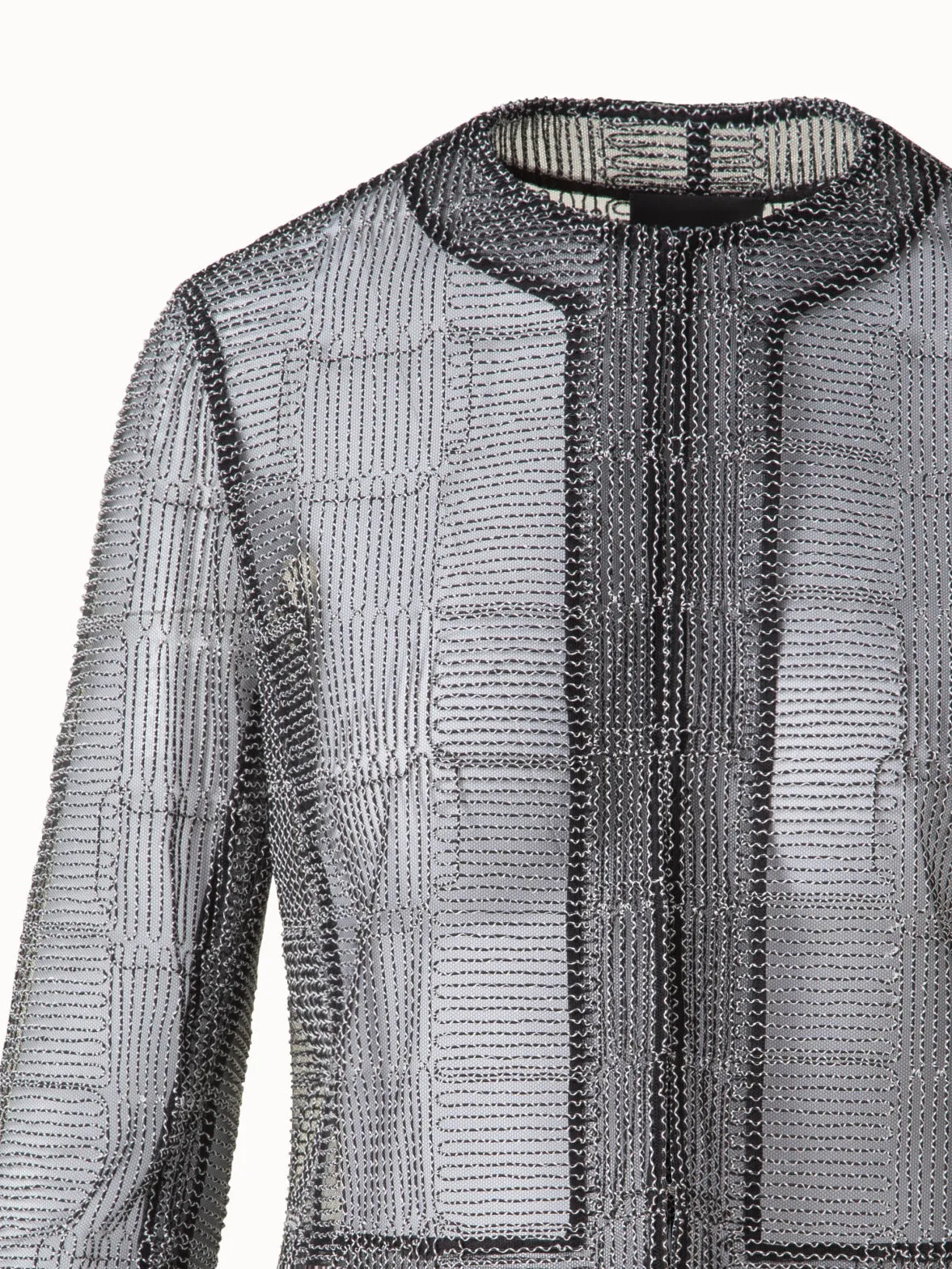 Short Jacket in Square on Tulle Embroidery