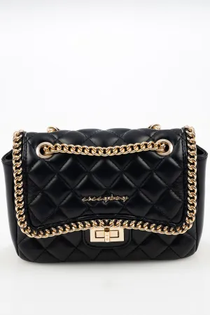Sissy Boy Black Quilted Chain Crossbody Bag