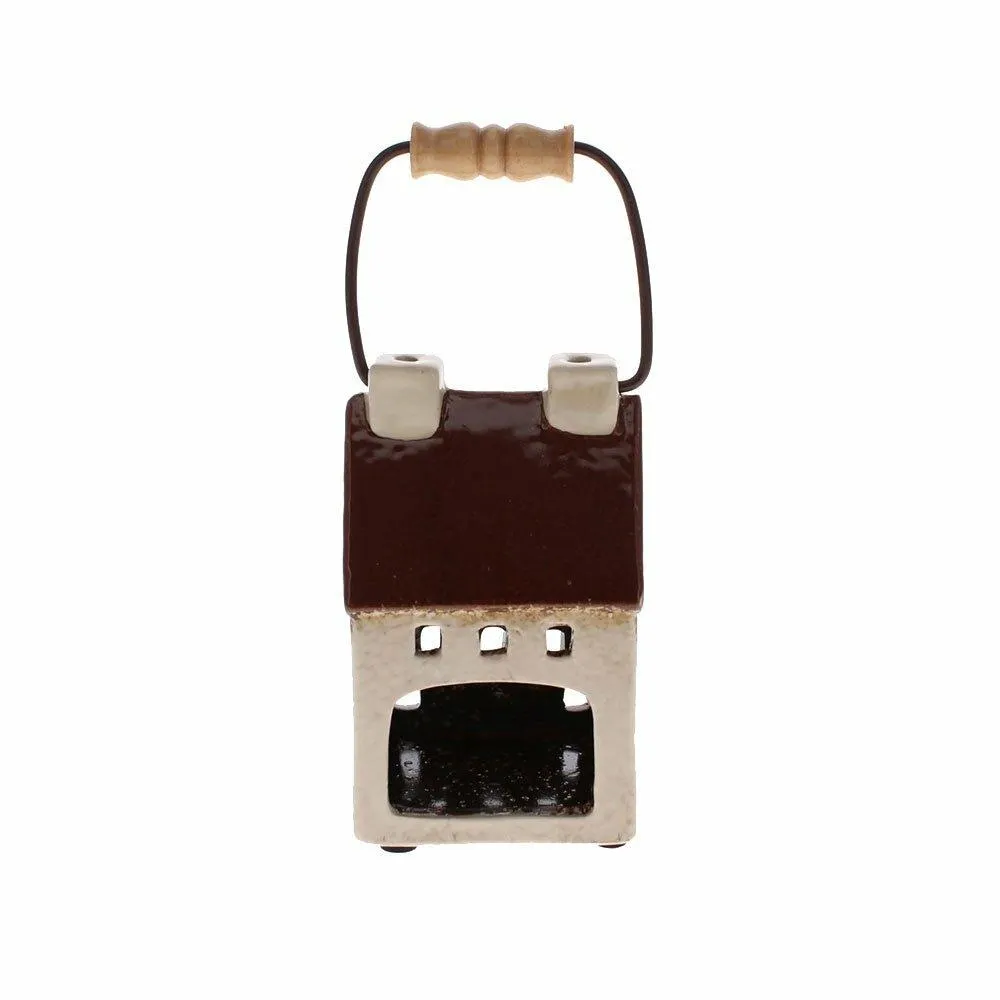 Small Ceramic Tealight House with Handle