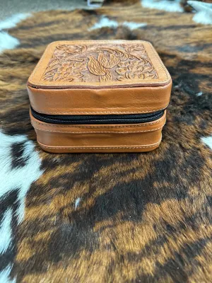 Small Floral Tooled Jewelry Case