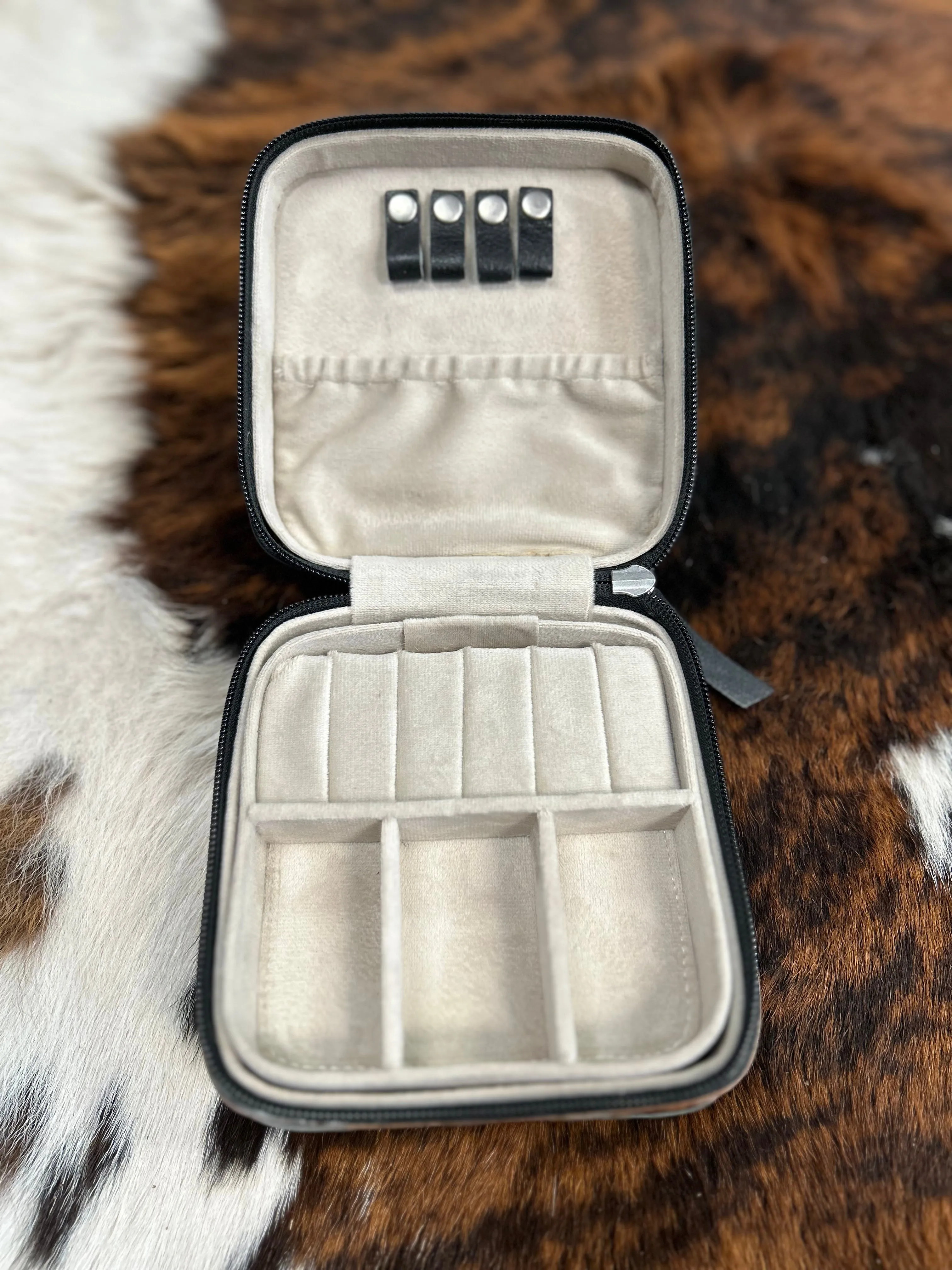 Small Tooled Cowhide Jewelry Case