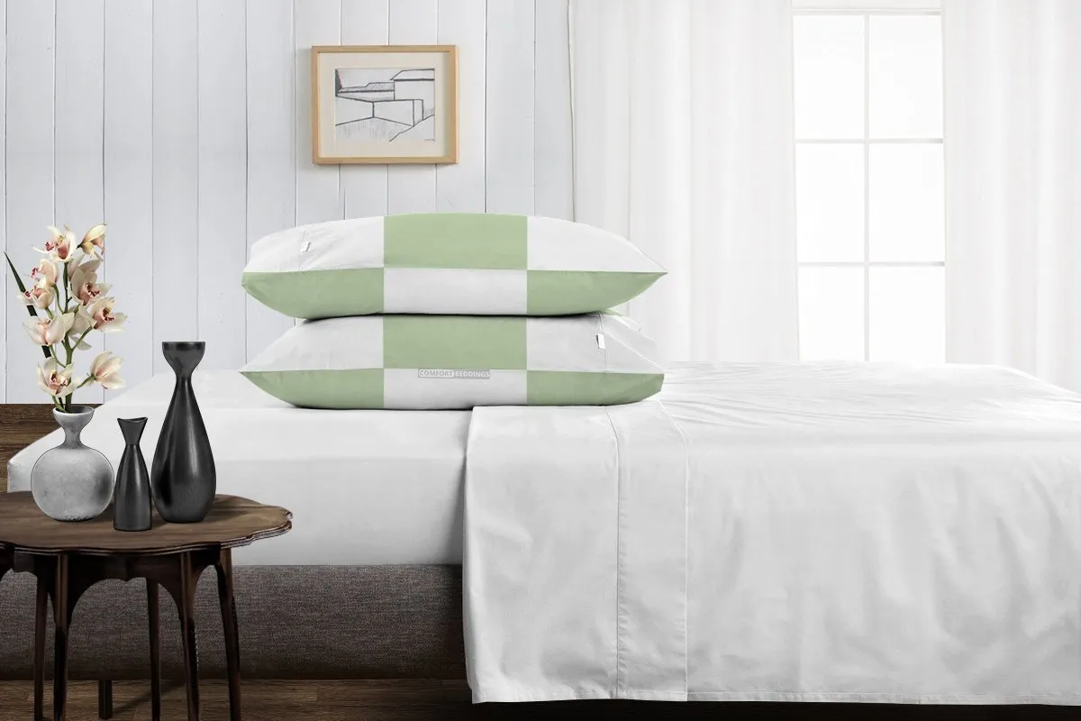 Soft luxurious moss - white chex pillowcases