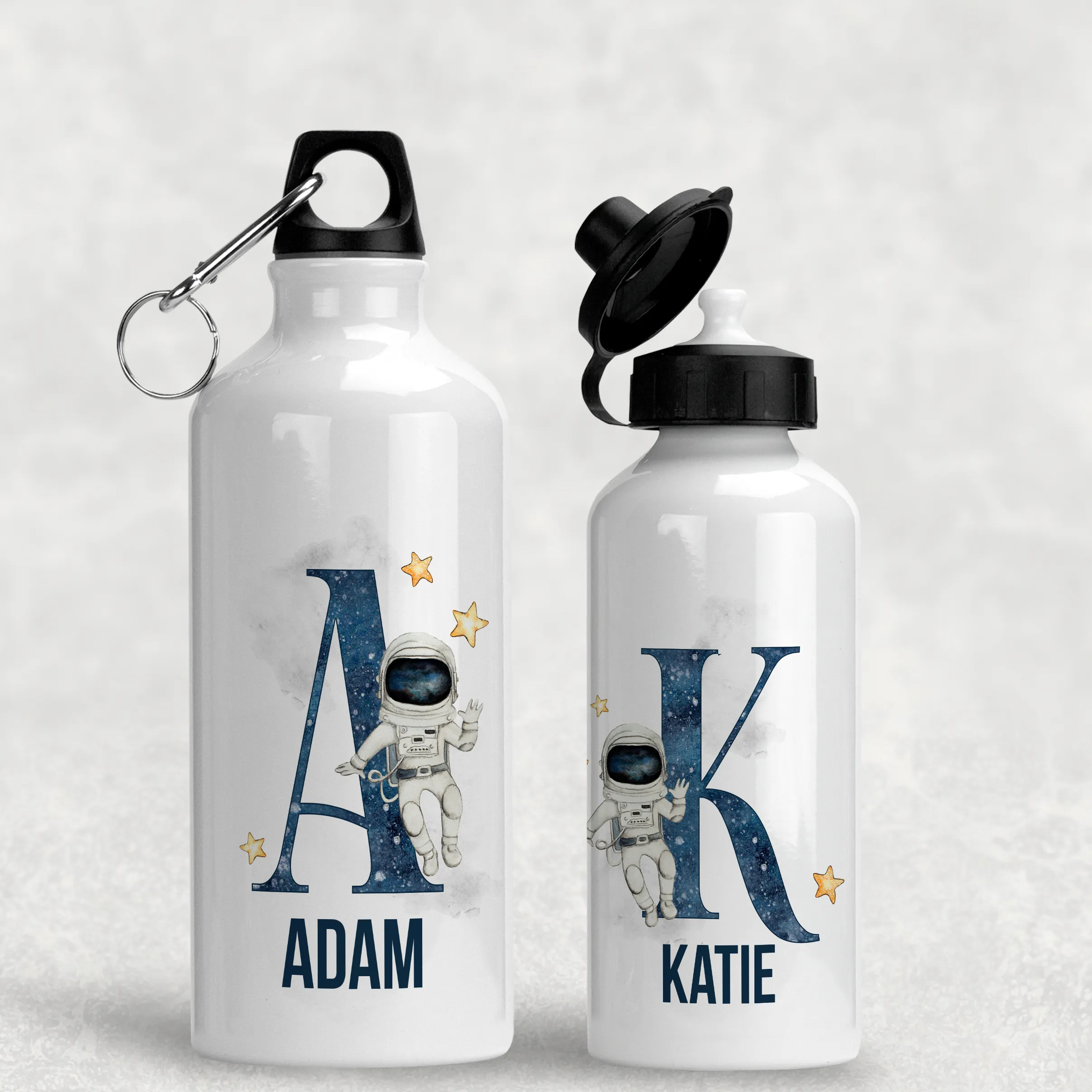 Space Alphabet Personalised Aluminium Water Bottle 400/600ml
