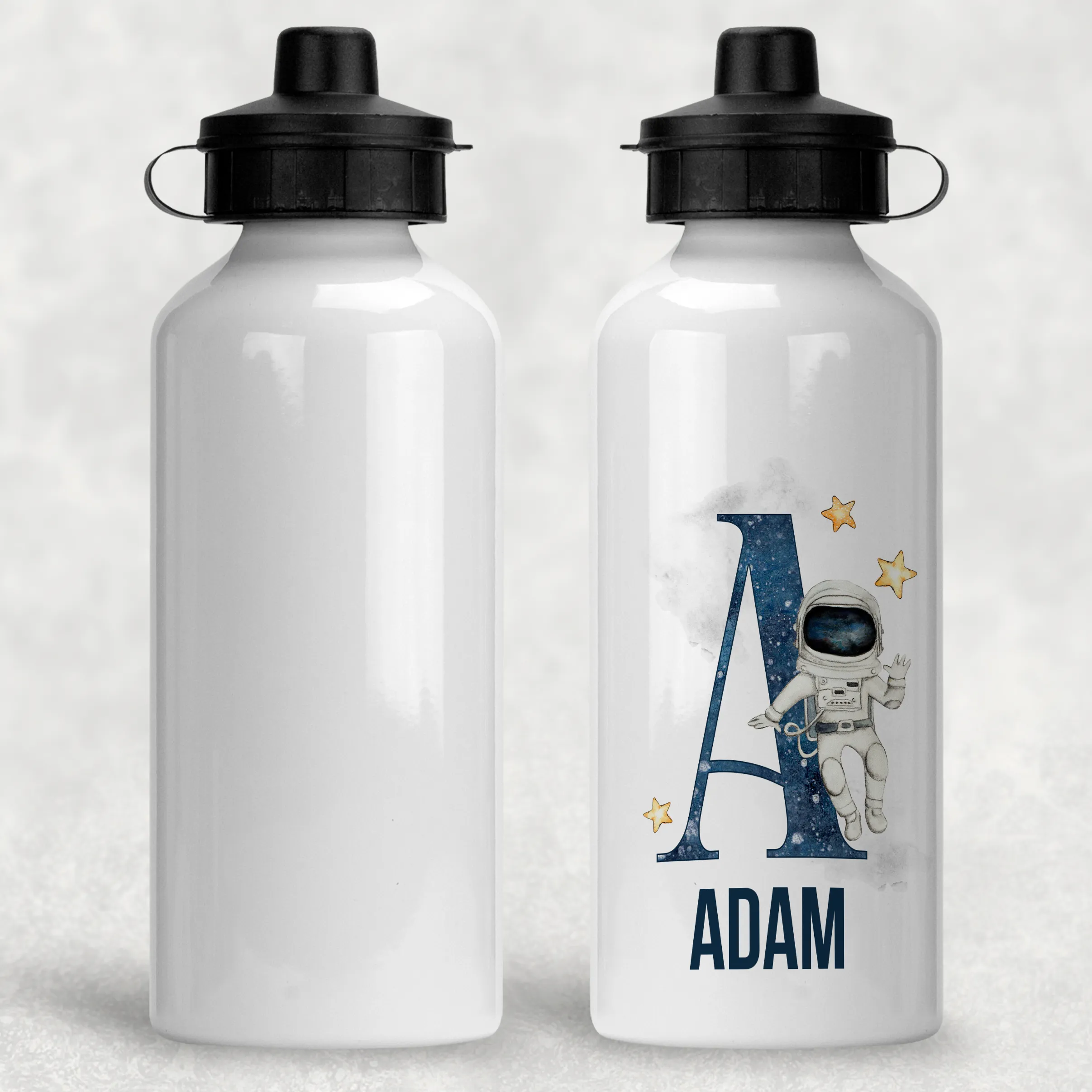 Space Alphabet Personalised Aluminium Water Bottle 400/600ml