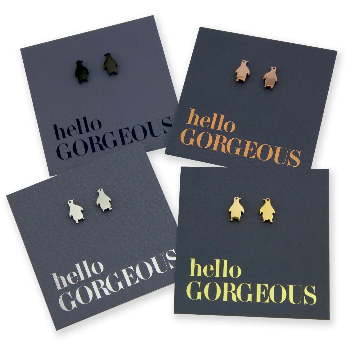 Stainless Steel Earring Studs - Hello Gorgeous - PENGUINS
