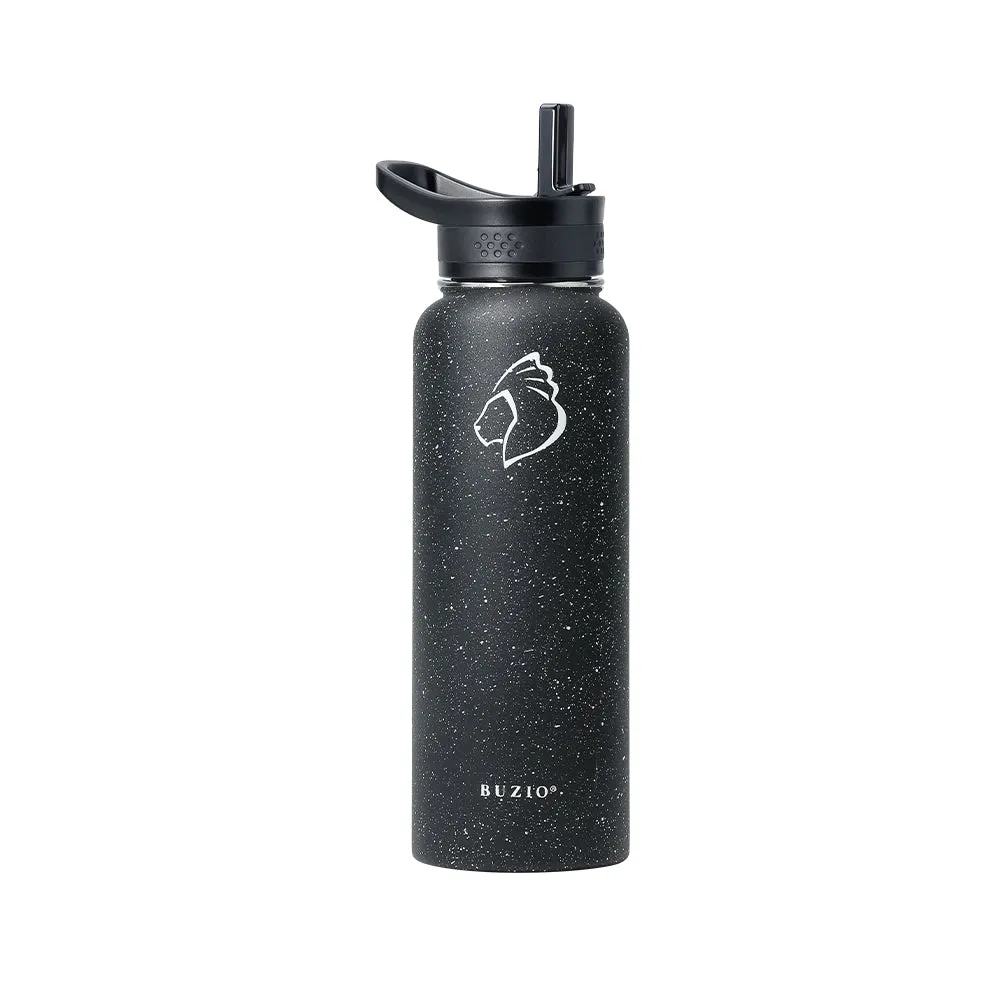 Stainless Steel Water Bottle with 3 Lid | Starry Black | 40oz