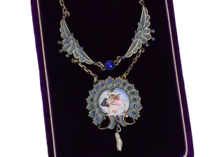 Sterling Plique-à-Jour Enamel Angel Necklace