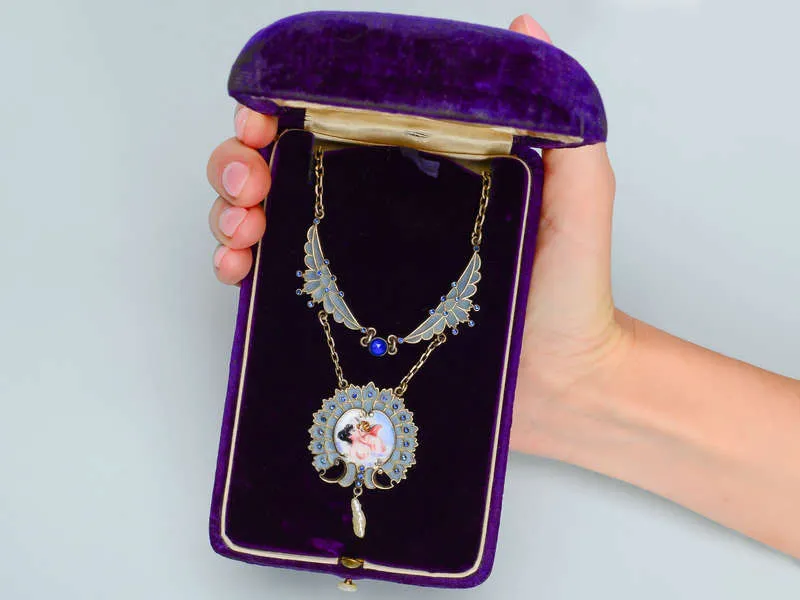Sterling Plique-à-Jour Enamel Angel Necklace