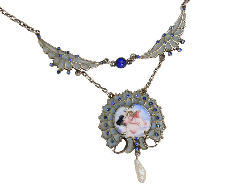 Sterling Plique-à-Jour Enamel Angel Necklace