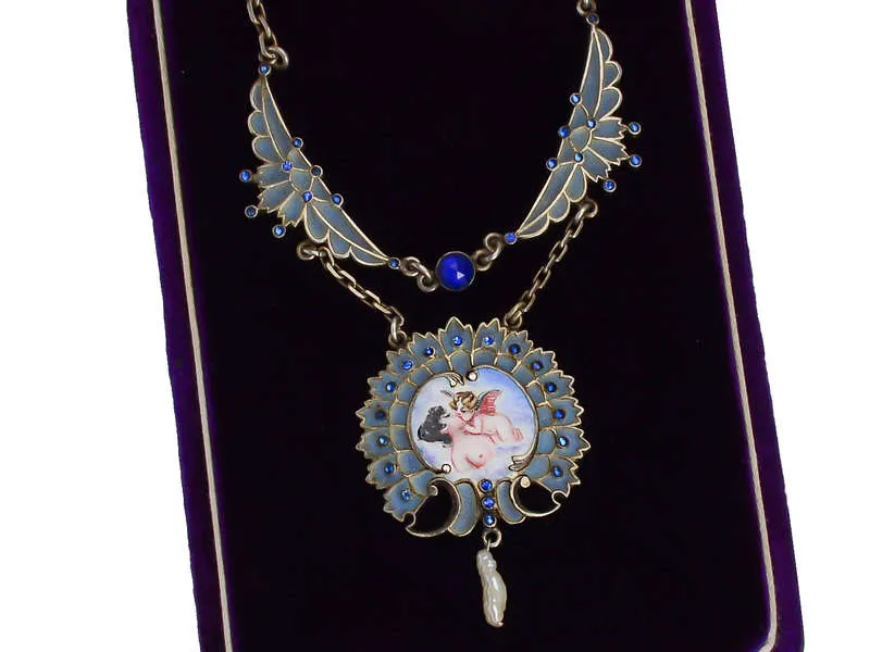 Sterling Plique-à-Jour Enamel Angel Necklace