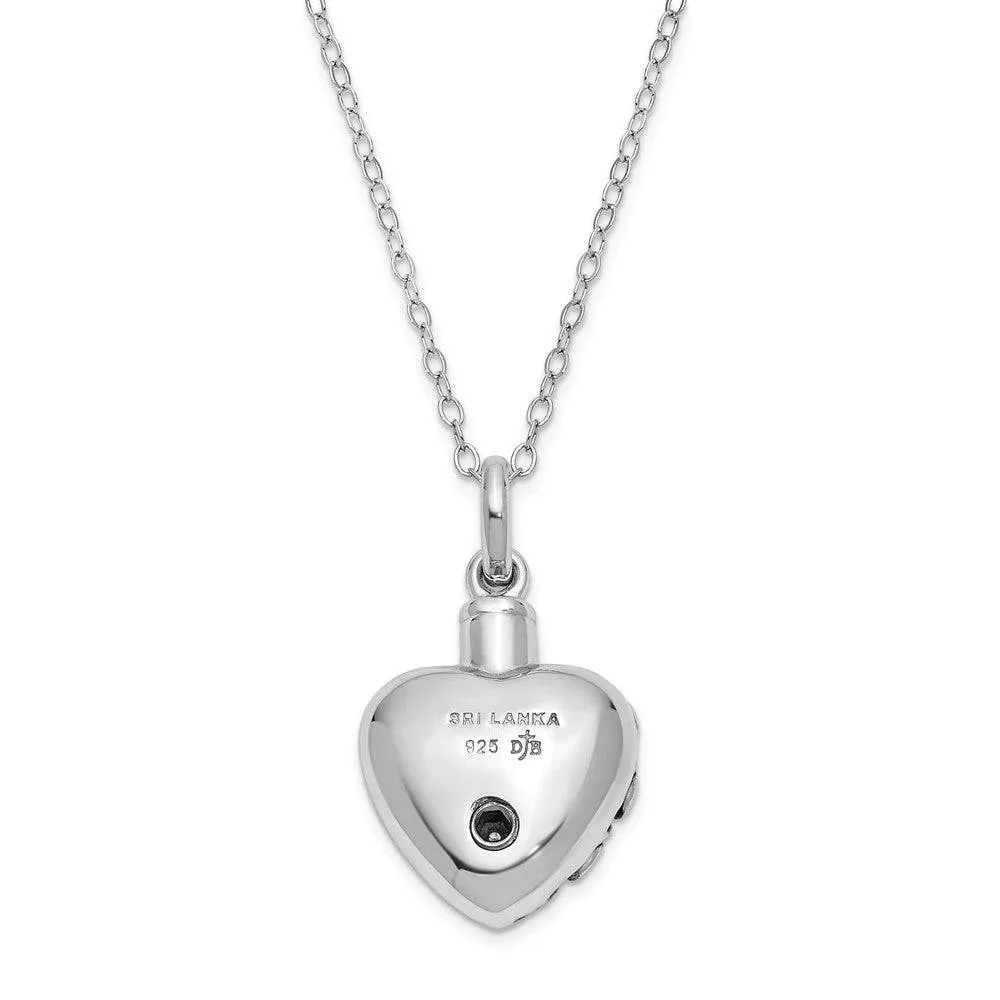 Sterling Silver Antiqued Heart Remembrance Ash Holder Necklace