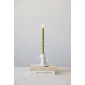 STONEWARE TAPER HOLDER WITH HANDLES