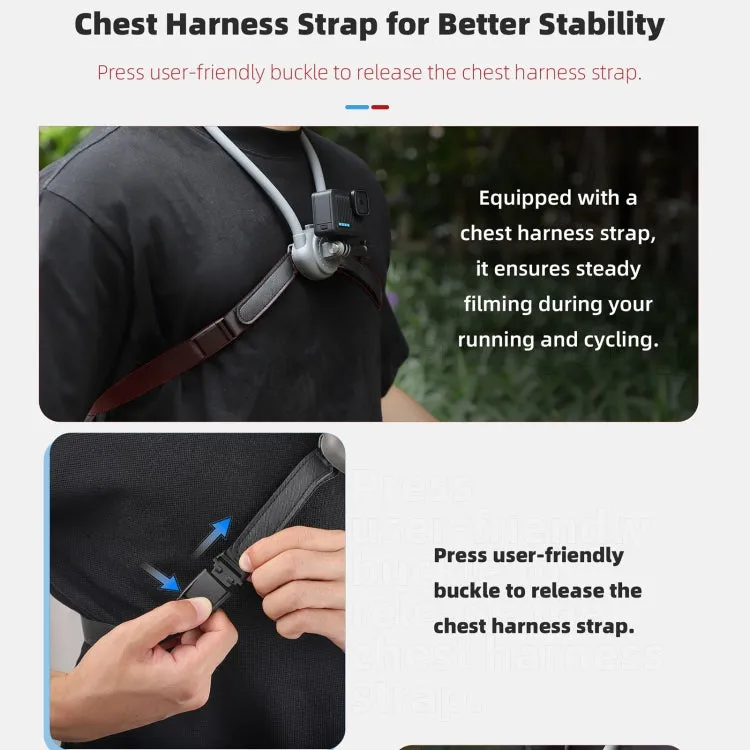 Sunnylife POV Neck Mount Hand Free Video Vlog Neck Selfie Holder with Body Strap (Grey)
