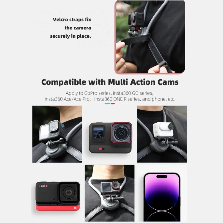 Sunnylife POV Neck Mount Hand Free Video Vlog Neck Selfie Holder with Body Strap (Grey)