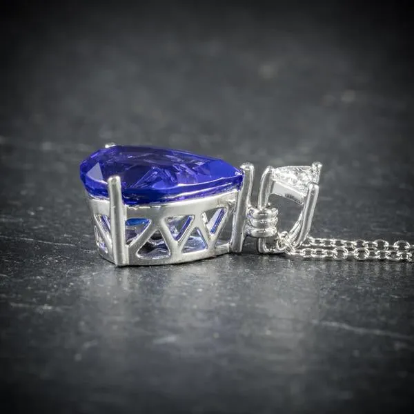 Tanzanite Diamond Platinum Pendant Chain 4.50Ct Rare Aaa Grade Tanzanite