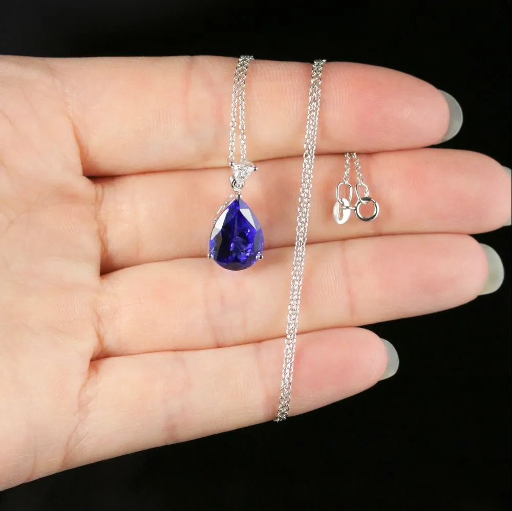 Tanzanite Diamond Platinum Pendant Chain 4.50Ct Rare Aaa Grade Tanzanite