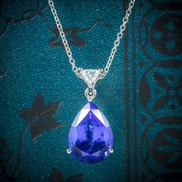 Tanzanite Diamond Platinum Pendant Chain 4.50Ct Rare Aaa Grade Tanzanite